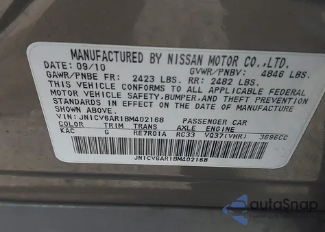 2011 Infiniti G37X from USA, damaged, VIN JN1CV6AR1BM402168